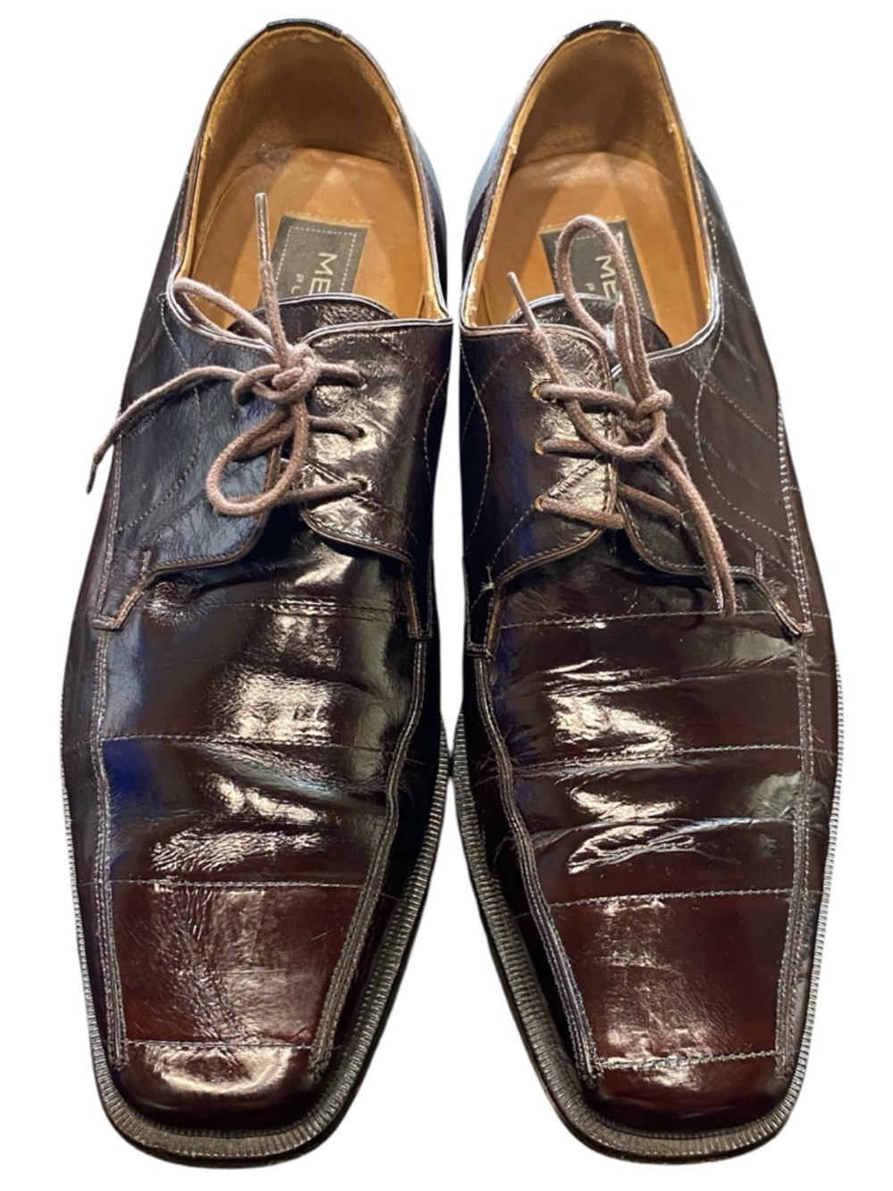 Mezlan Men's Dark Brown Alligator Skin Lace-Up Oxfords